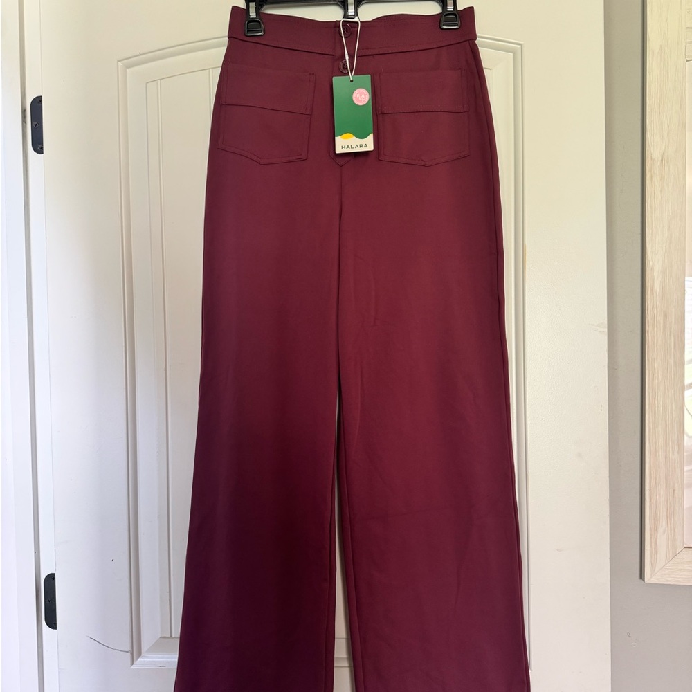 HALARA Wide Leg Red mahogany Pants NWT